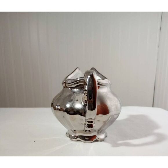 Vintage kronester Bavarian silver dipped porcelain creamer , unique - Picture 2 of 4